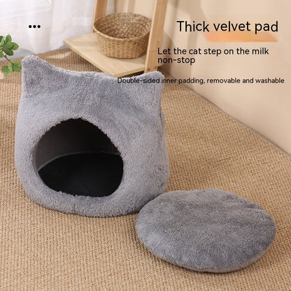 Cute Cat Head Thickened Double-sided Fleece Pad Removable And Washable House